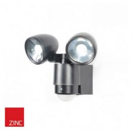3W Twin LED Outdoor Sensor Spotlight - Black Finish (Bulbs Included)